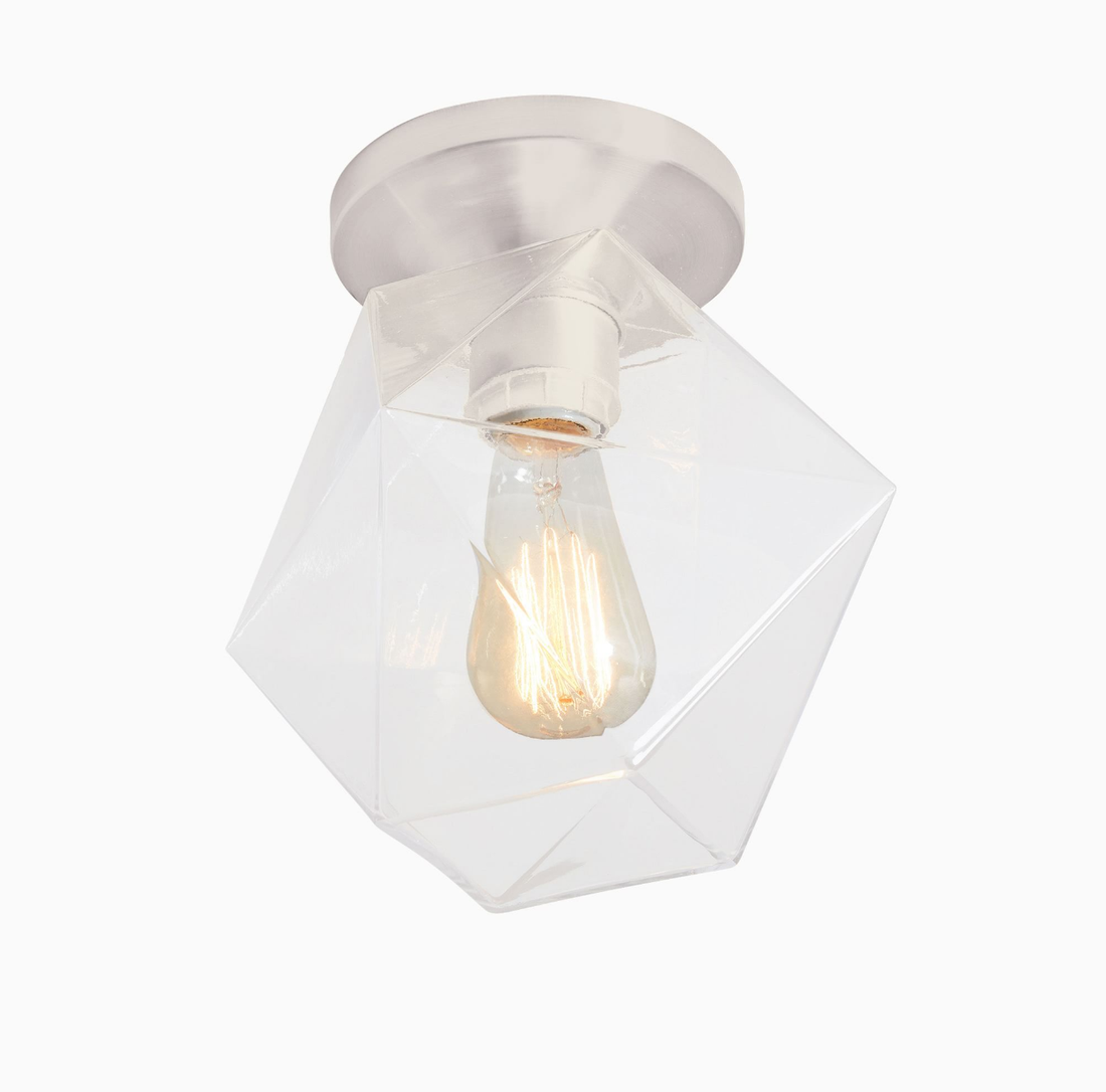 Talvior Sculptural Flush Mount Ceiling Light – Faceted Glass for Modern Interiors