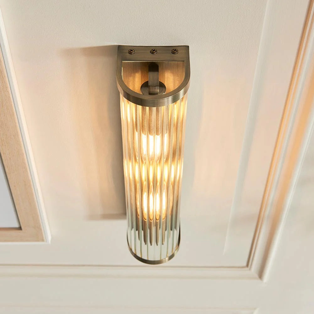 RibGlow Art Deco Ribbed Glass Wall Light - Vintage-Inspired Sconce for Living Room
