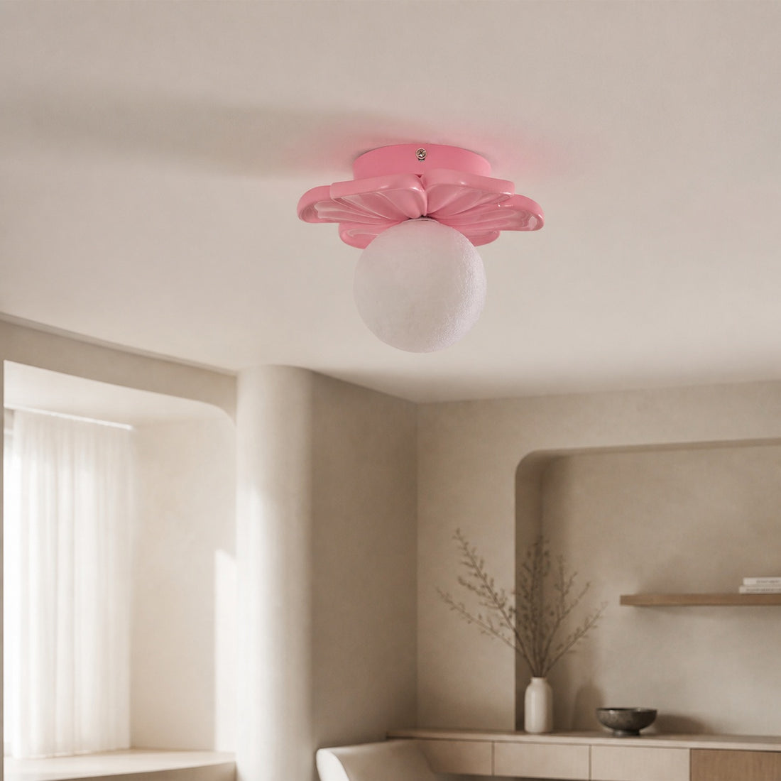 Cream Bloom Flower Ceiling Lamp
