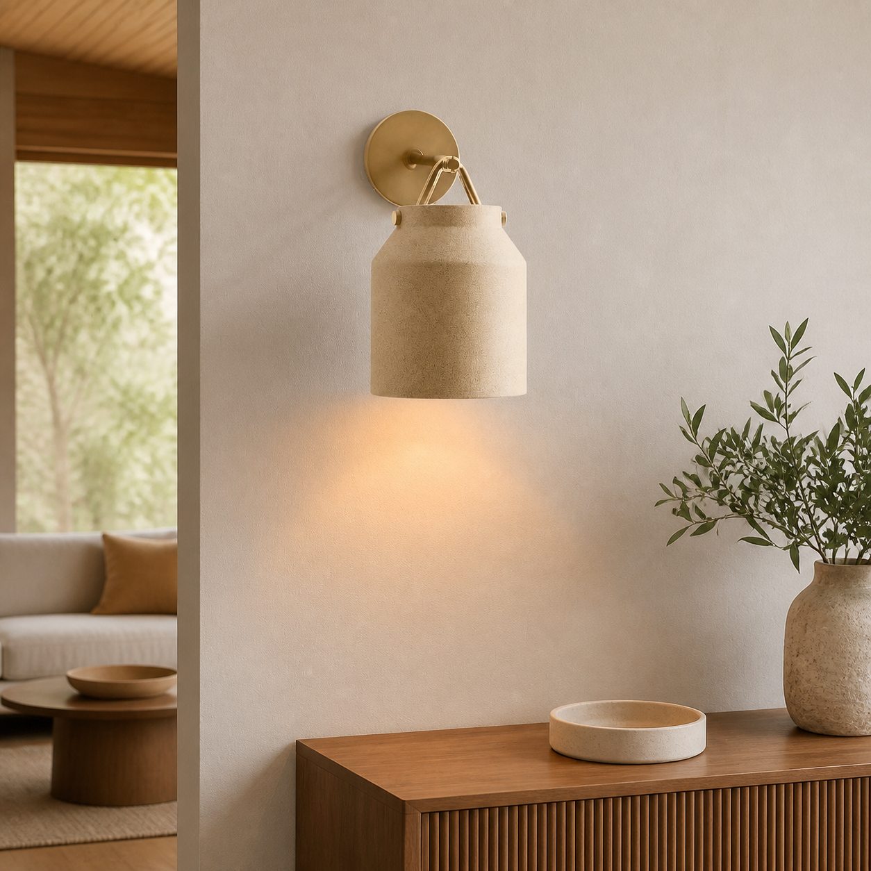 Hanton Modern Minimalist Brass and Glass Sconce – Damp Rated for Bathrooms