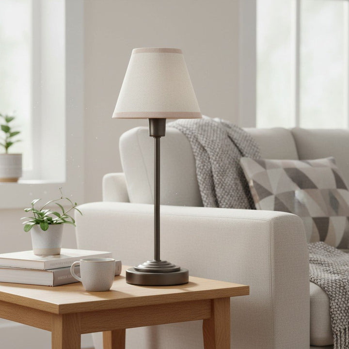 Bronzuno Textured Fabric Desk Lamp – Modern Metal Base Lighting for Offices or Lounges