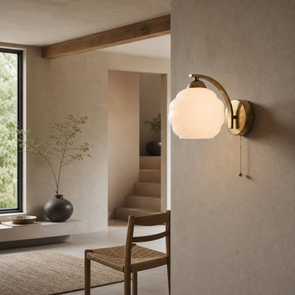 Curvona Bauhaus Milk Glass Wall Sconce - Minimalist Decor Upgrade