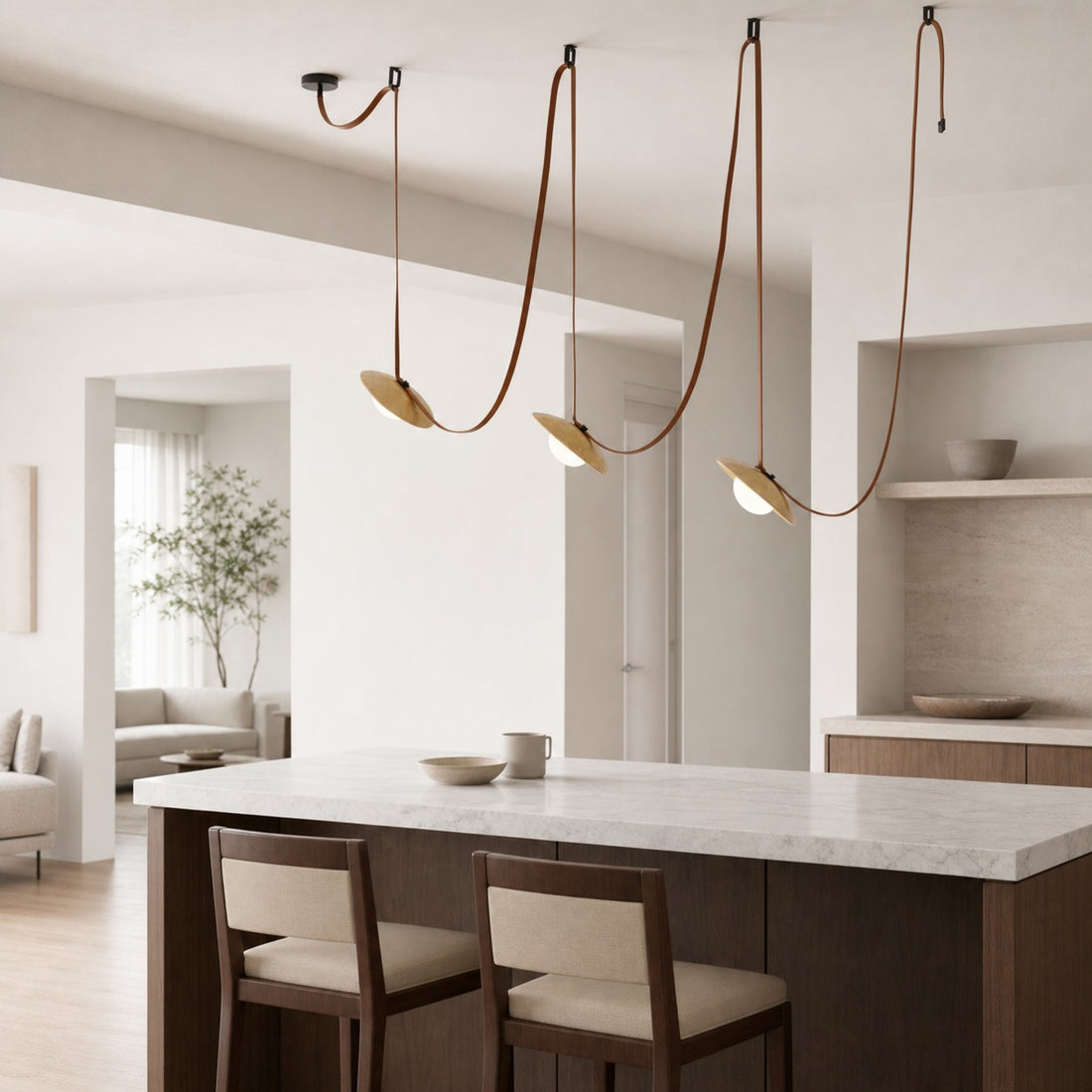 Light Rail Leather Pendant Lamp