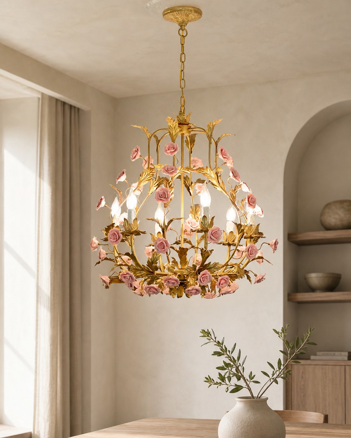 Ceramic Rose Chandelier