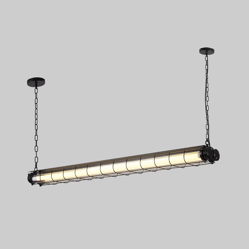 Glass Linearity Chandelier Artisan Clear Cast Iron Metal Sleek Sparkling