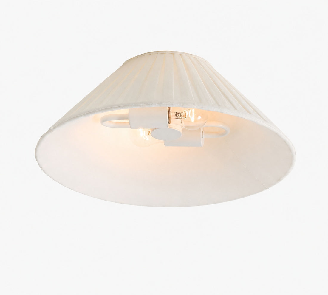 Luvora Pleated Shade Flush Mount - Fabric Round Design for Low Ceilings