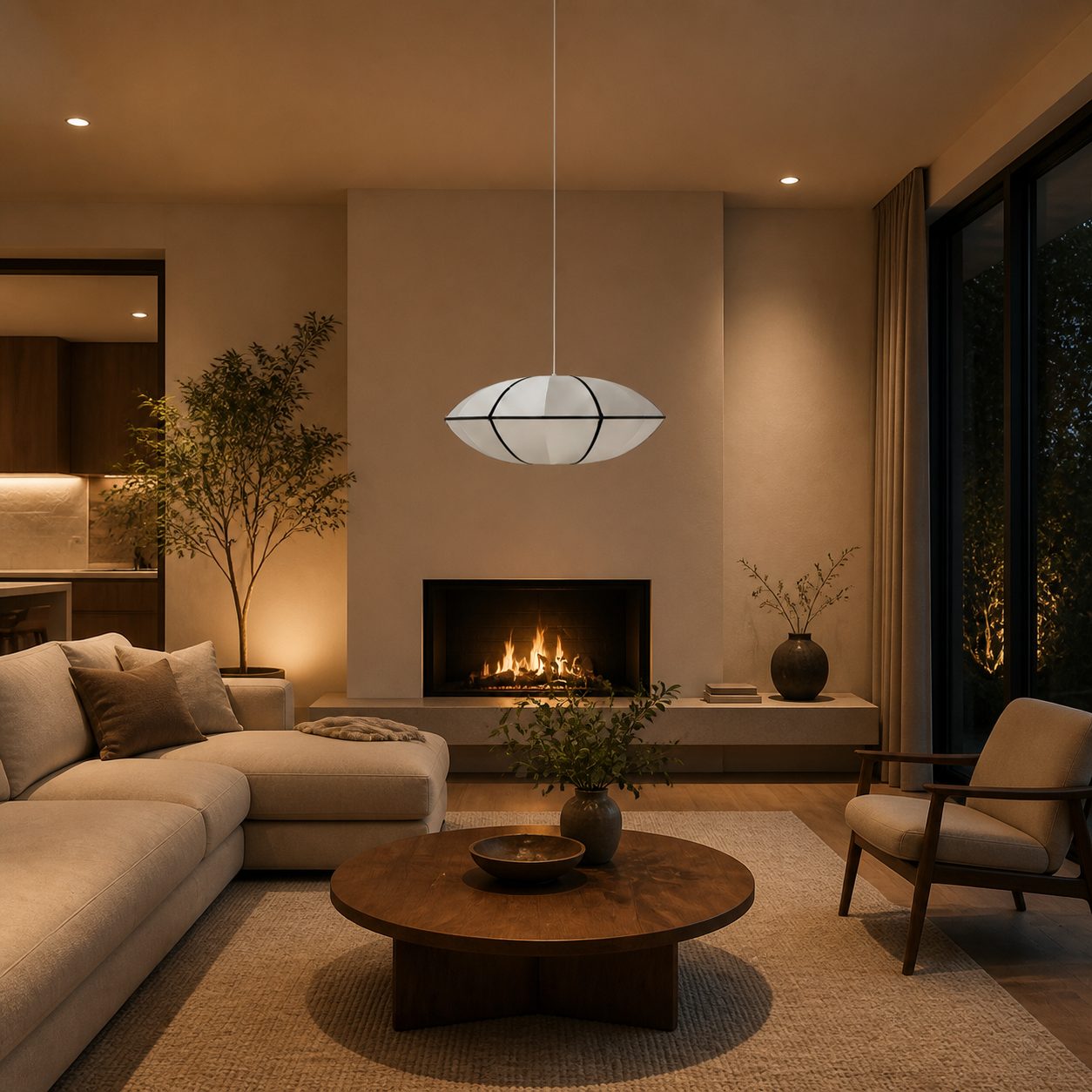 Orbina UFO Ribbon Pendant Light – Sculptural Disc Design Hanging Lamp for Living Room N61