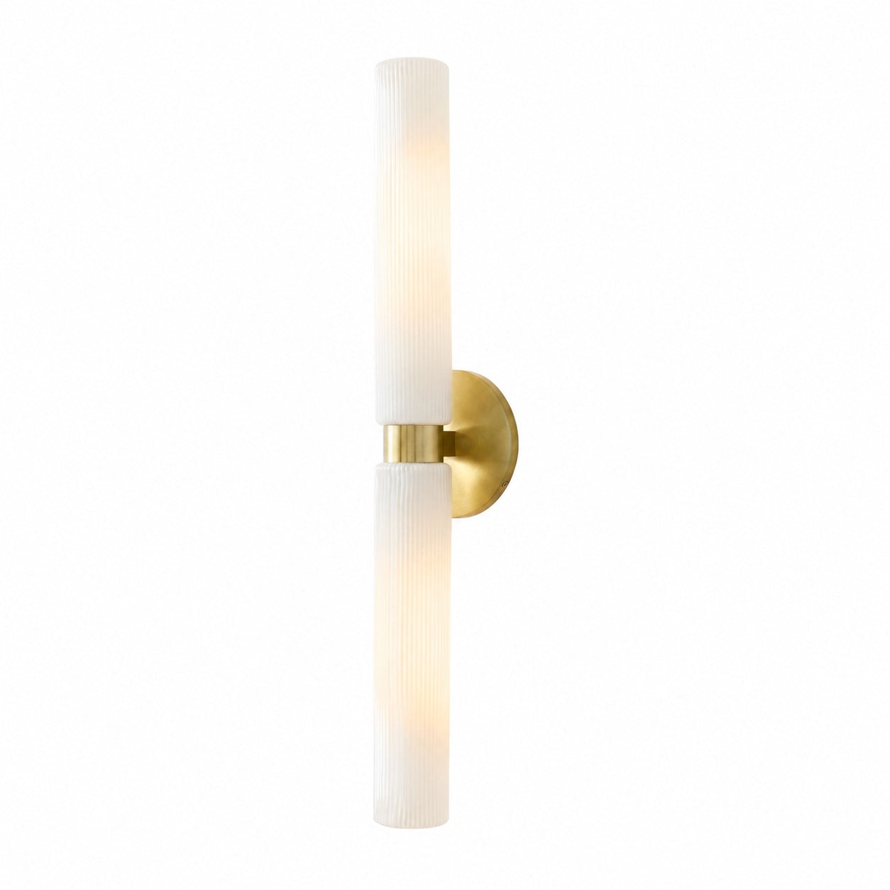 Rivora Modern Fluted Glass Wall Light - Double Short Indoor Outdoor Sconce