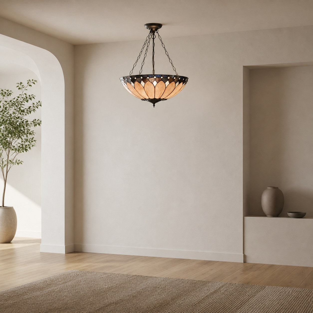 TF Brooklyn Inverted Pendant – Deco Glass Pendant Light with Adjustable Chain for Home Spaces