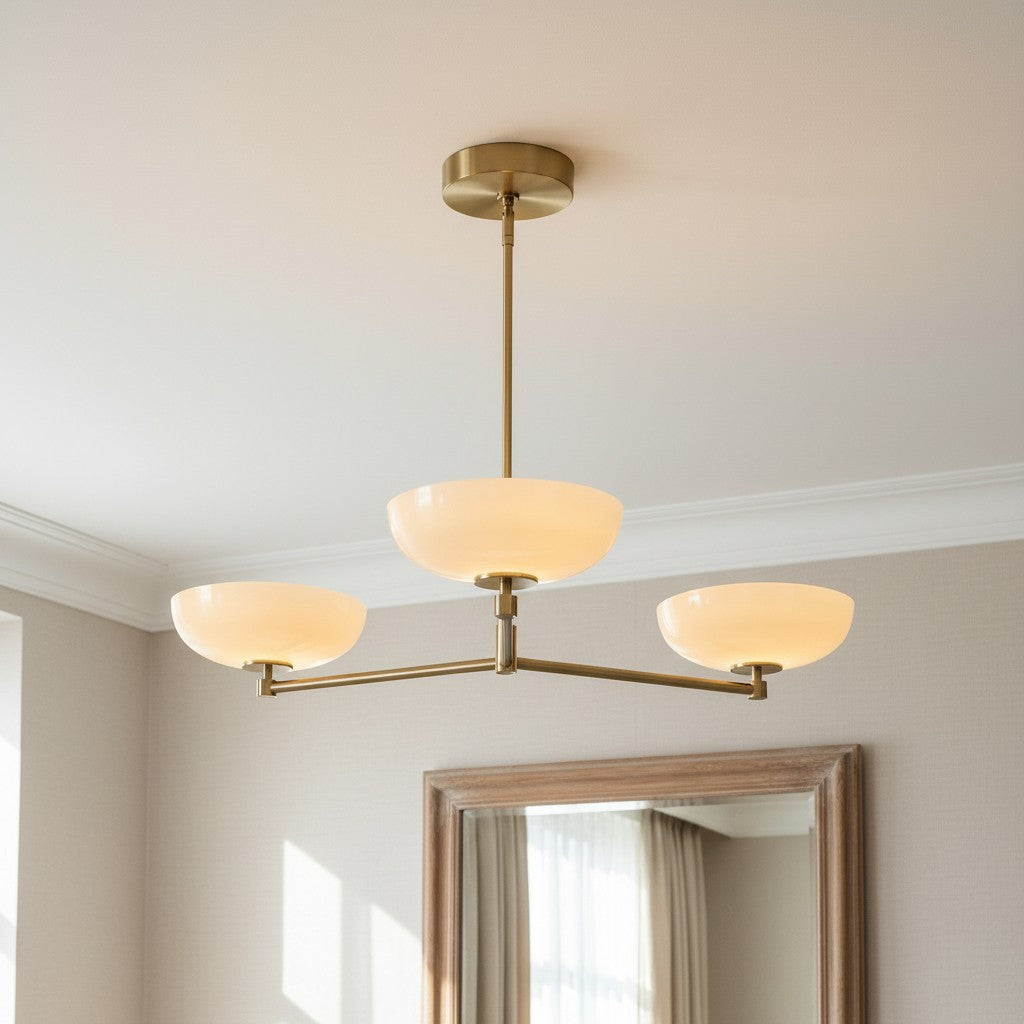 Vega Glass Mid-Century Modern Globe Chandelier with Glass Shades for Dining Room and Kitchen Island