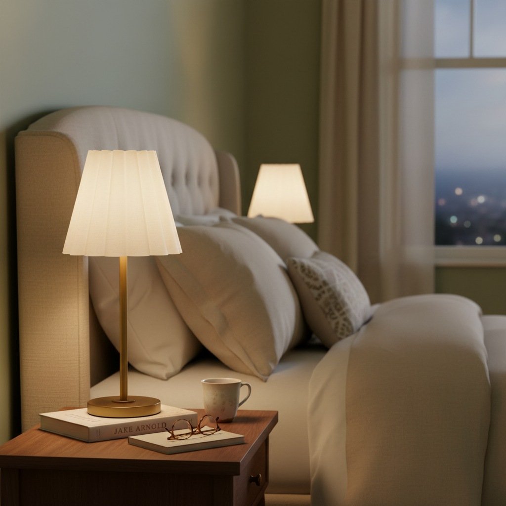Ruffmeto Transitional Slim Table Lamp – Sculptural Shade Lighting for Living Room or Bedroom