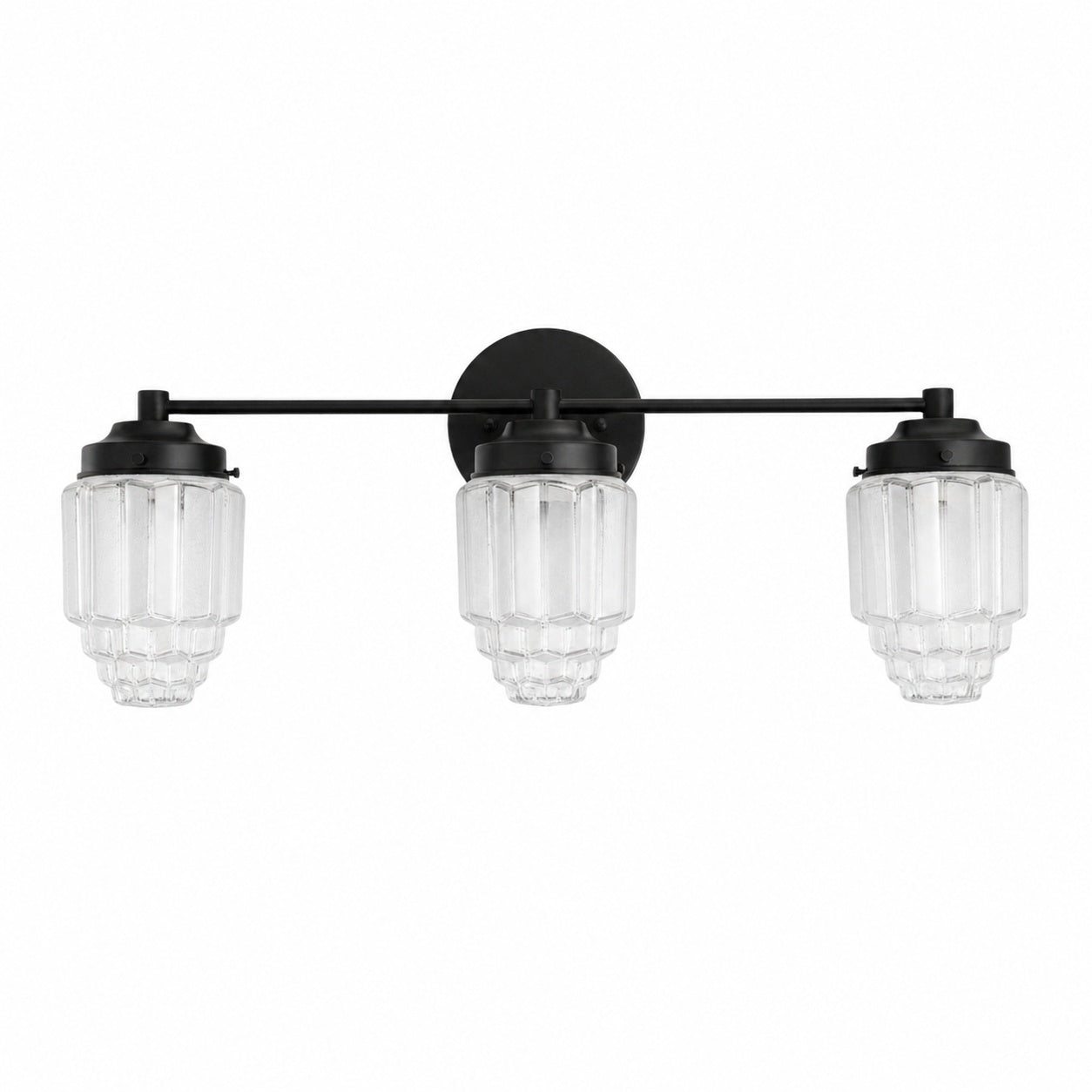 Tierlux Glass Vanity Light - Art Deco Bathroom Fixture with Skyscraper Shades