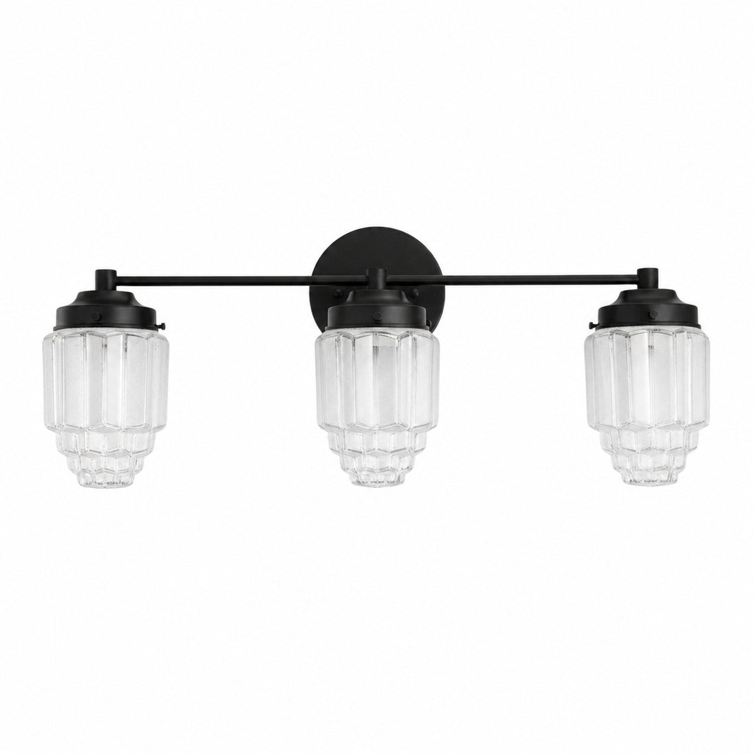 Tierlux Glass Vanity Light - Art Deco Bathroom Fixture with Skyscraper Shades