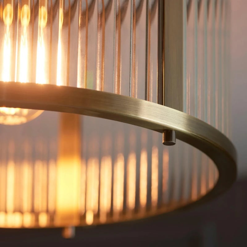 RibGlow Ribbed Glass Flush Ceiling Light – Classic Flush Mount Ceiling Lamp for Living Room or Hallway