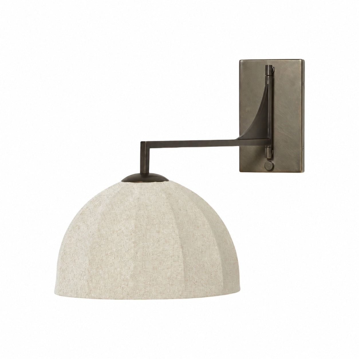 Lumarys Swing-Arm Sconce – Sculptural Linen Shade Wall Lamp in Organic Style for Living or Bedroom
