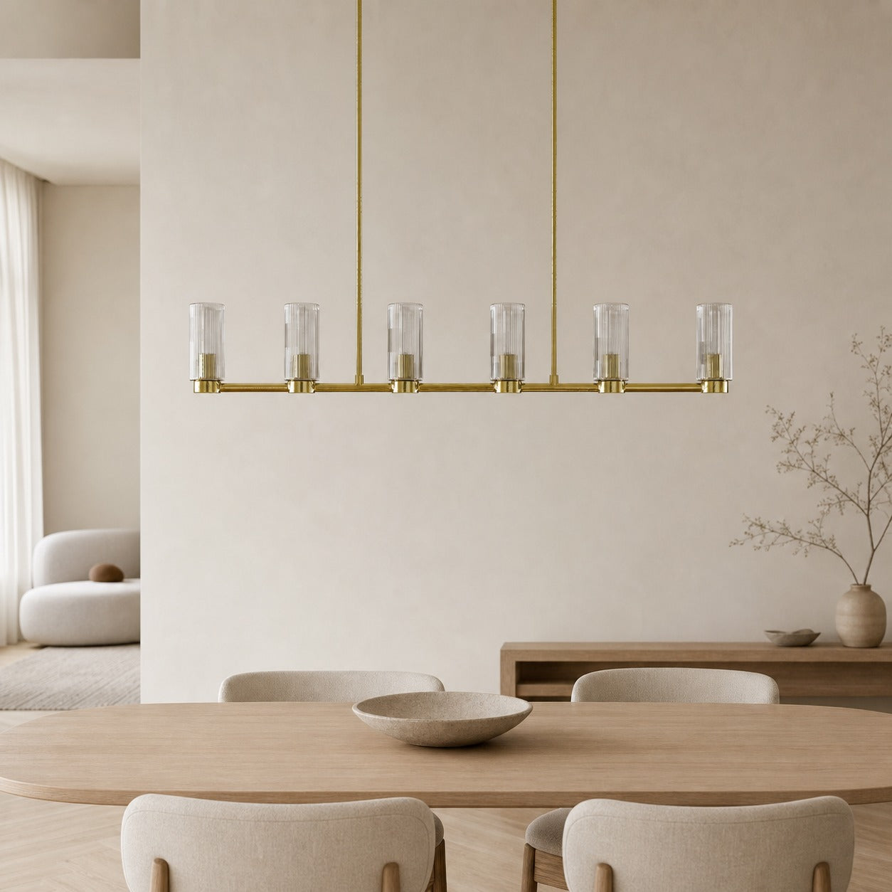 Rivora Fluted Glass Chandelier – Elegant Ribbed Lasting Design