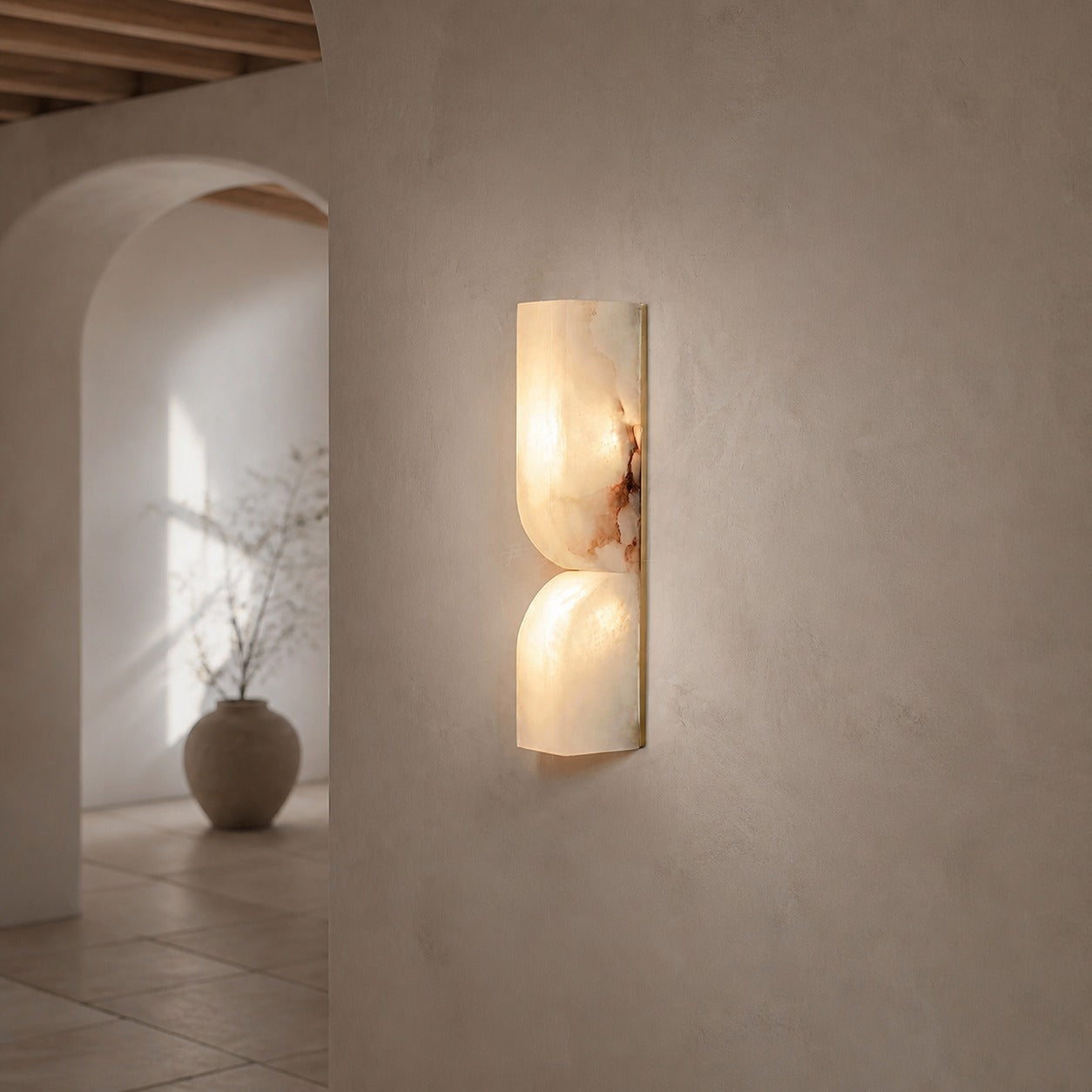 Modern Rectangular Alabaster Wall Lamp – Minimalist Sconce for Bedroom Hallway Living Room