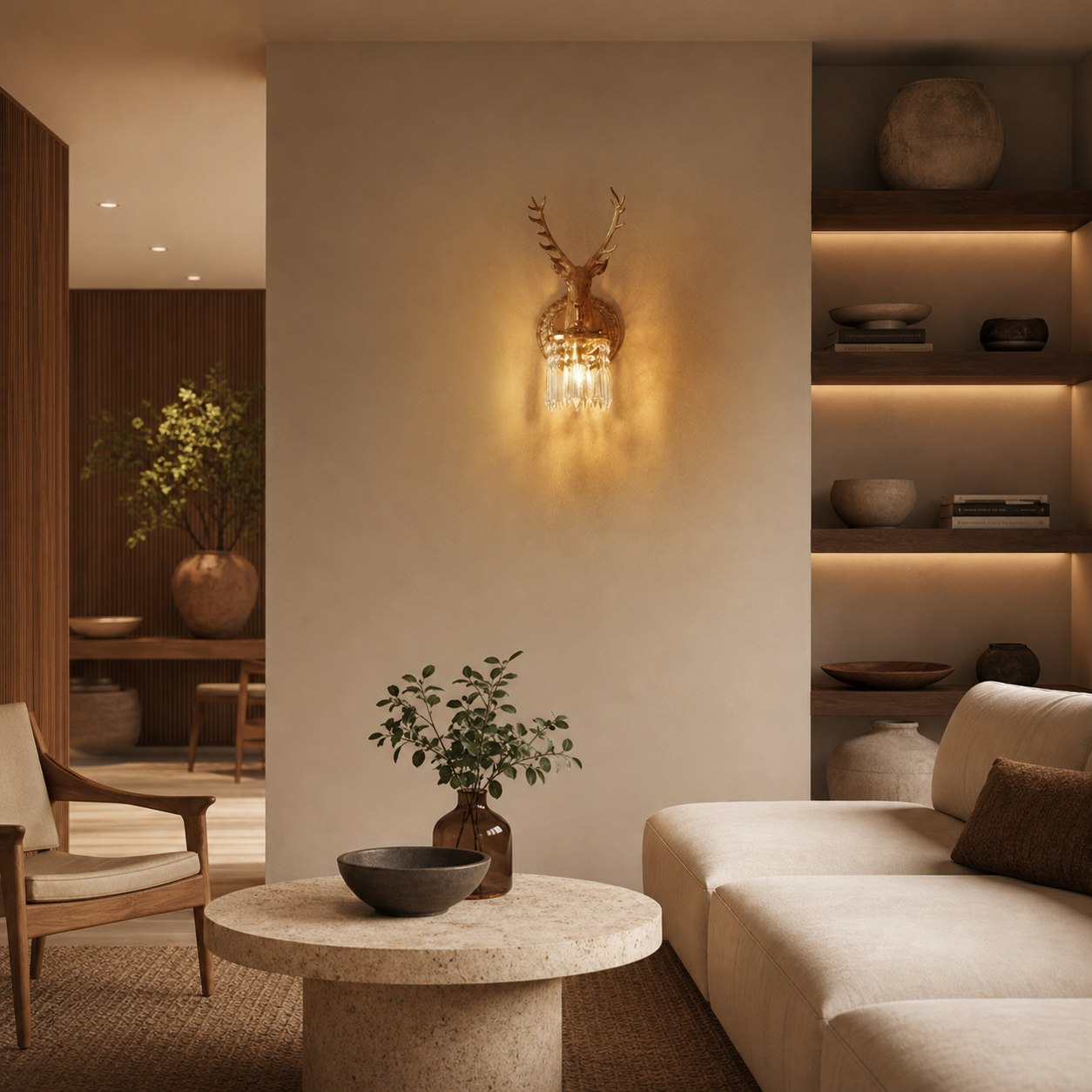 Antler Crystal Wall Lamp