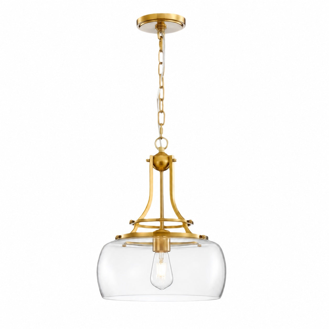 Lirra Vintage Transparent Glass Dome Pendant Light - Classic Industrial Style for Entryway U10