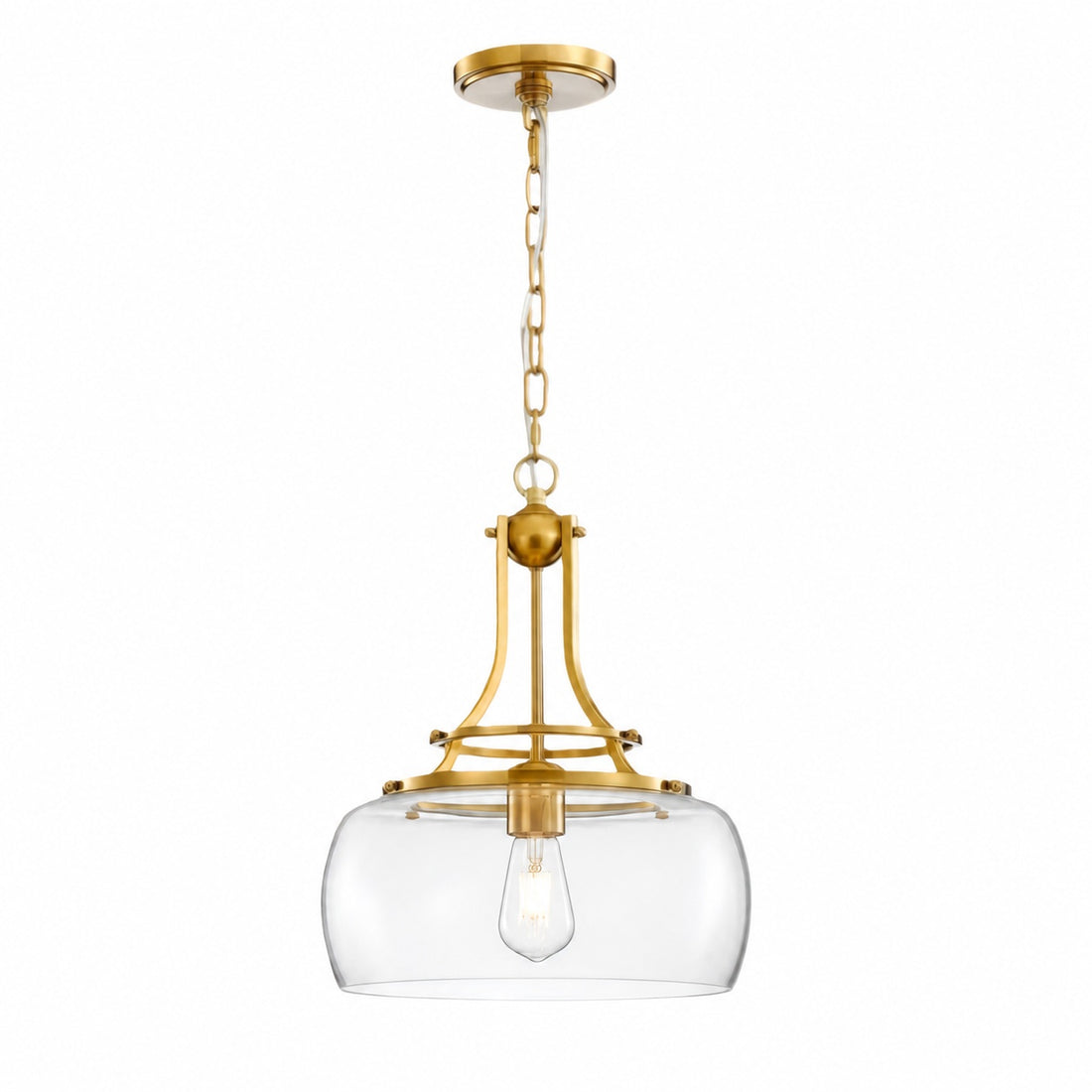Lirra Vintage Transparent Glass Dome Pendant Light - Classic Industrial Style for Entryway U10