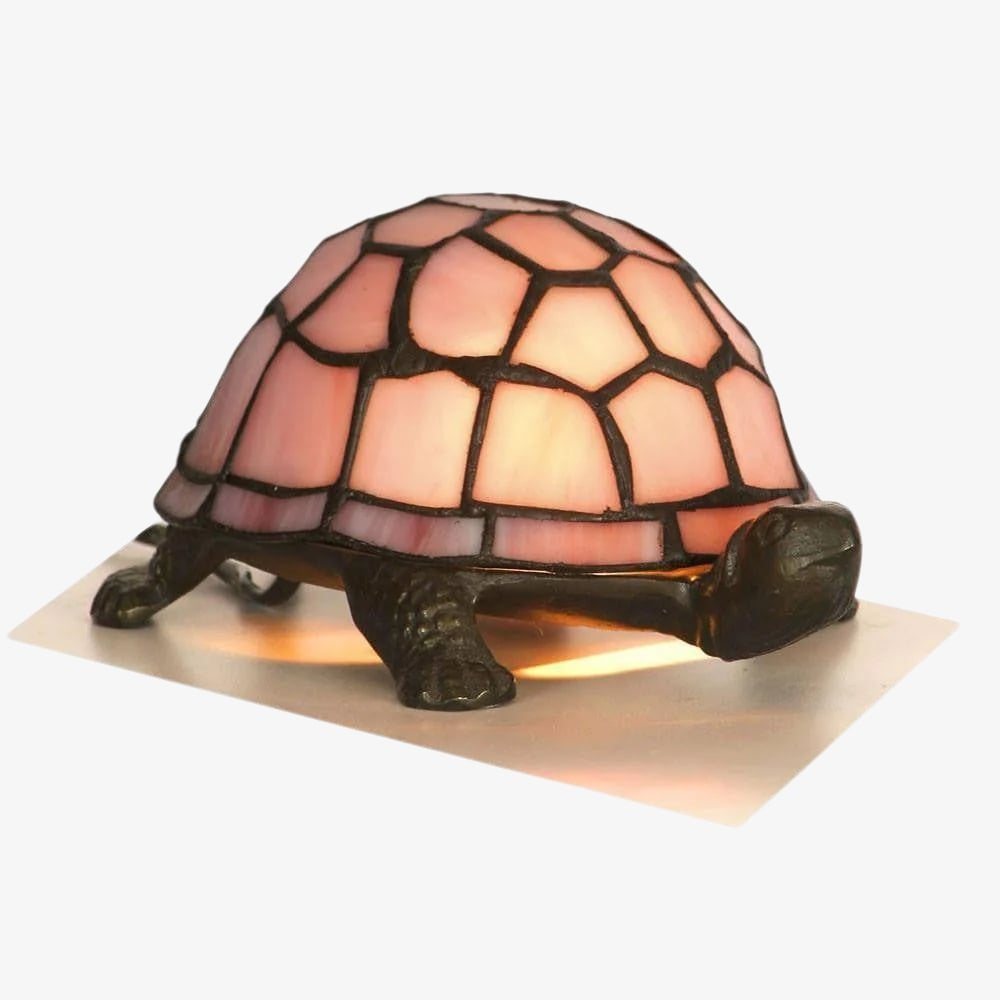 TiffStar Tortoise Pattern Stained Glass Table Lamp - Tiffany Style Decorative Light for Indoor Accent Lighting