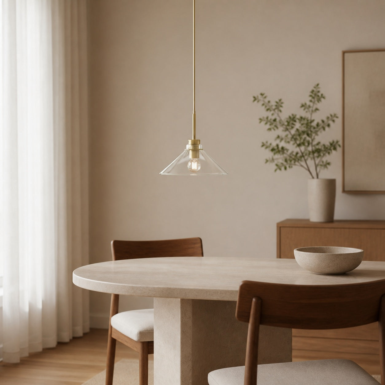 Aurenza Modern Farmhouse Pendant Light - Adjustable Shade for Warm Ambiance