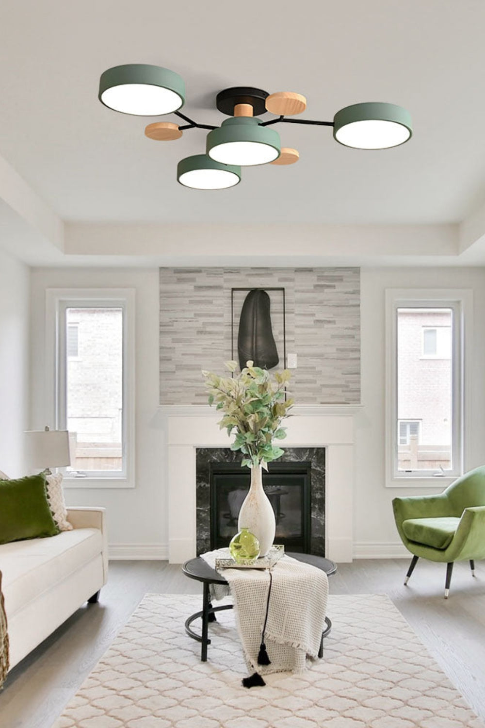 Multihead Disc Morandi Color Branch Ceiling Light