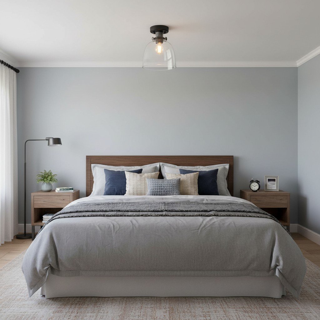 Ravion Knurled Chrome Ceiling Light Industrial Glass Shade - Living Room