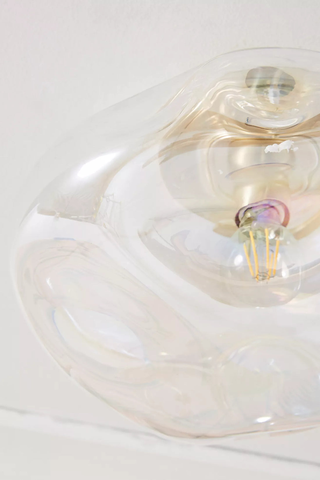 Lightail Flush Mount Ceiling Light - Iridescent Glass with Brass Base