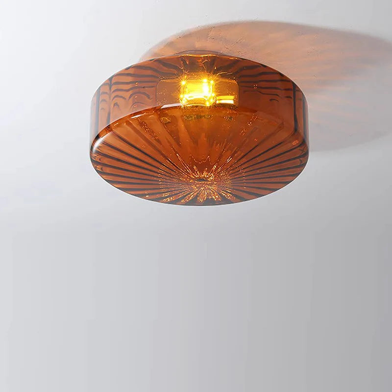 Ripplara Water Ripple Glass Ceiling Lamp with Vintage Style - Flush Mount Design for Bedroom