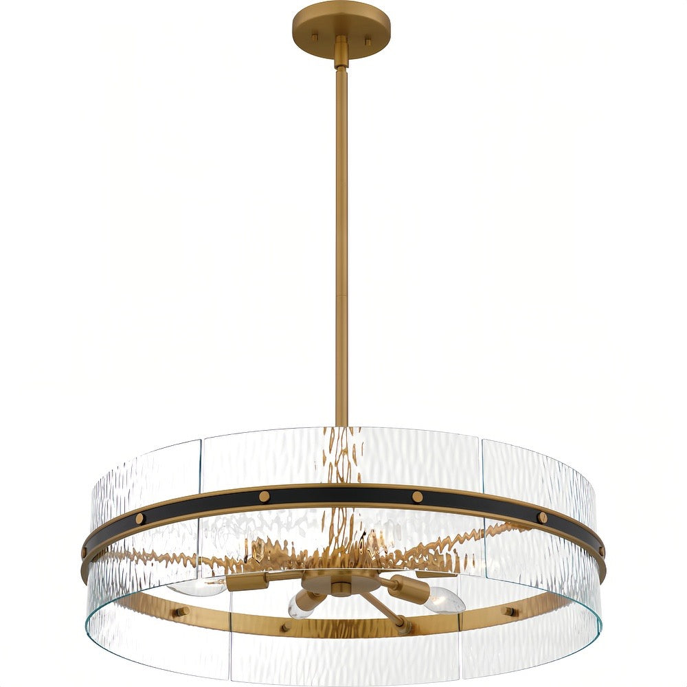 Modern Gold Glam Chandelier - Glass Drum Pendant Light