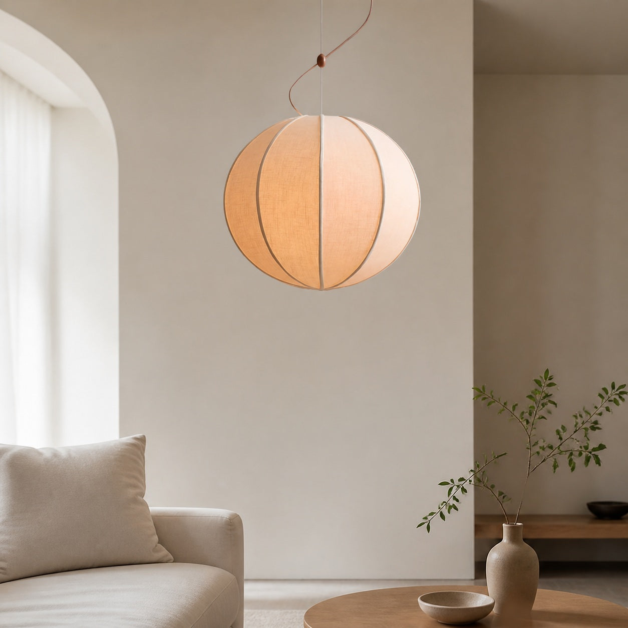 Alvian Pendant Light - Linen Shade with Adjustable Height for Cozy Dining