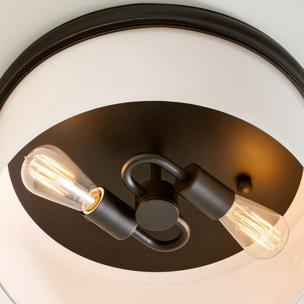 Roven Flush Mount Ceiling Lamp with Opal Glass Dome - Sleek Design for Bedroom and Living Room