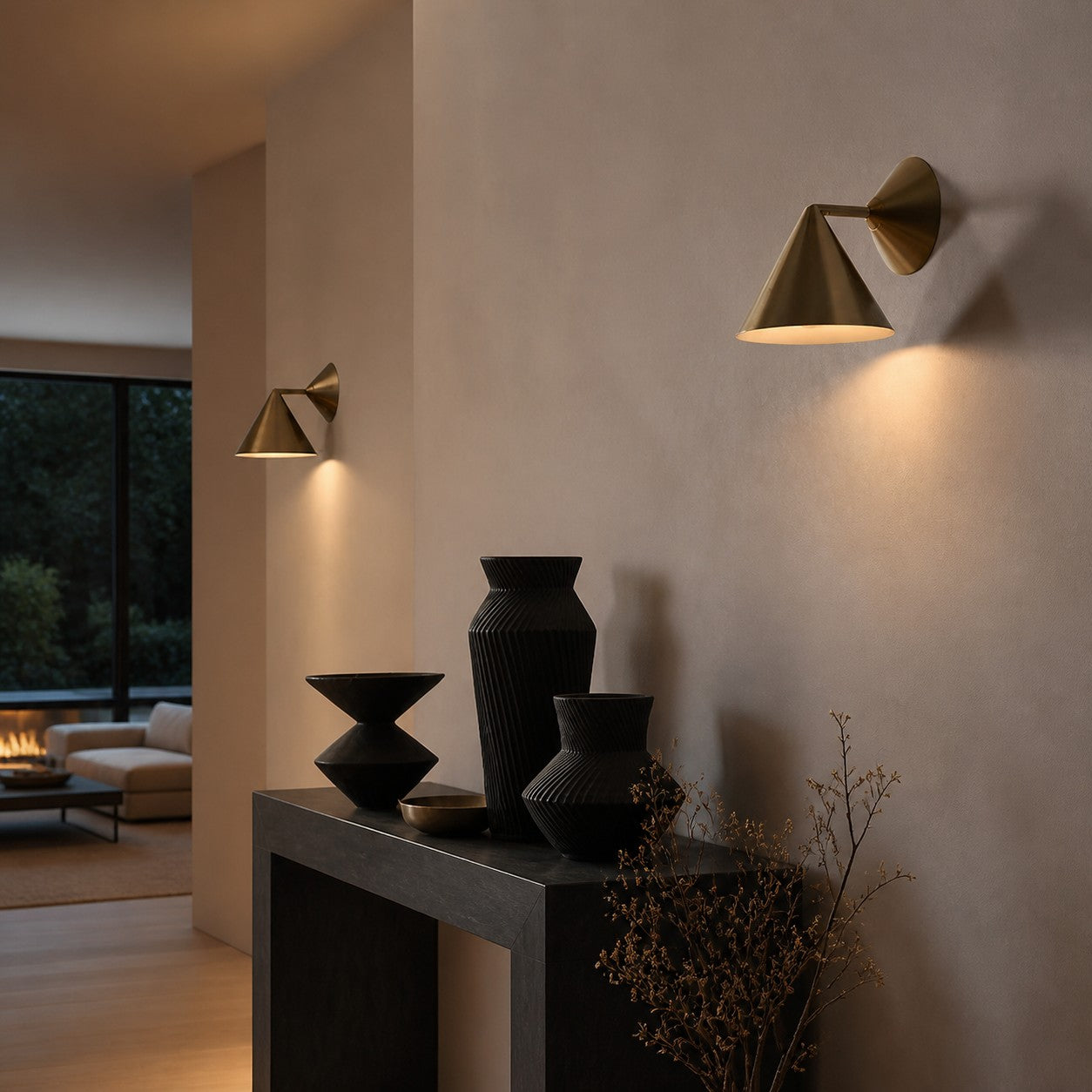 Brivana Sconce Wall Light - Brass Modern Lighting for Bedroom & Hallway