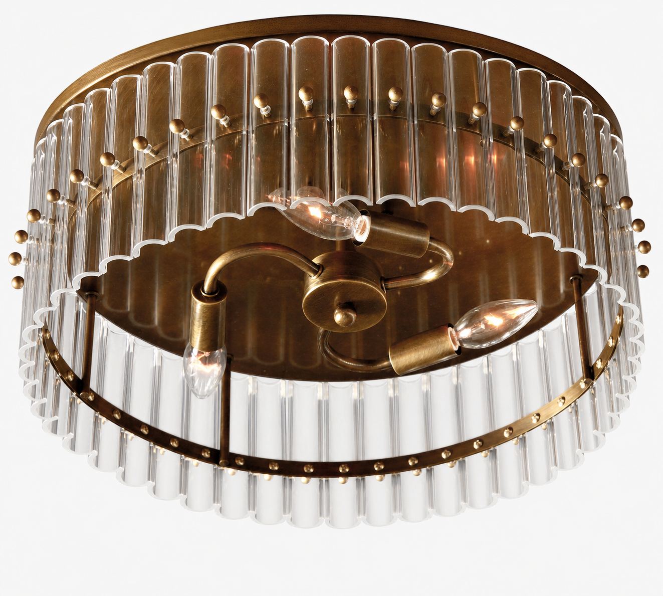 Lumora Crystal Flush Mount – Elegant Brass Ceiling Light