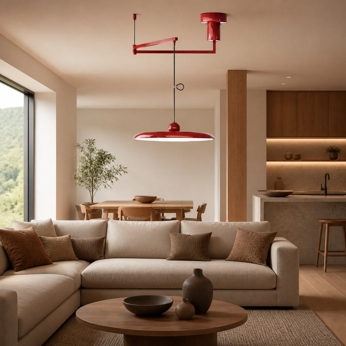 Swinglo Swing Arm Pendant Lamp - Adjustable Disc Design Hanging Light for Dining Area N65