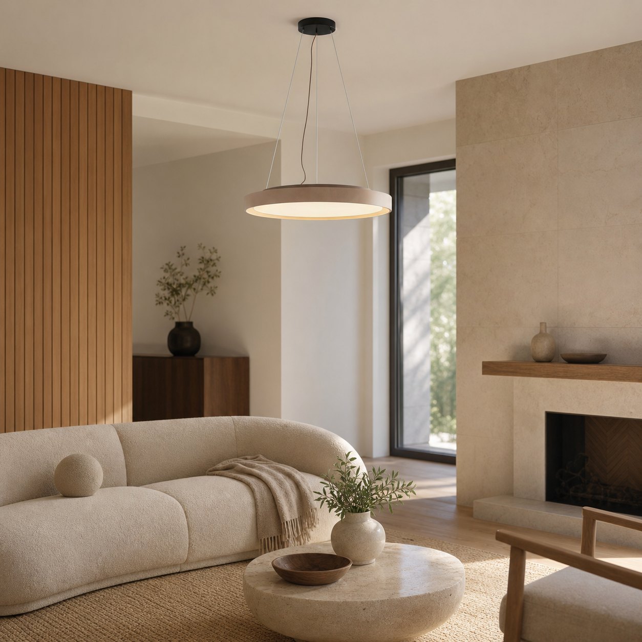 Miravelle Minimalist Pendant Lamp with Natural Stone Shade for Dining Room