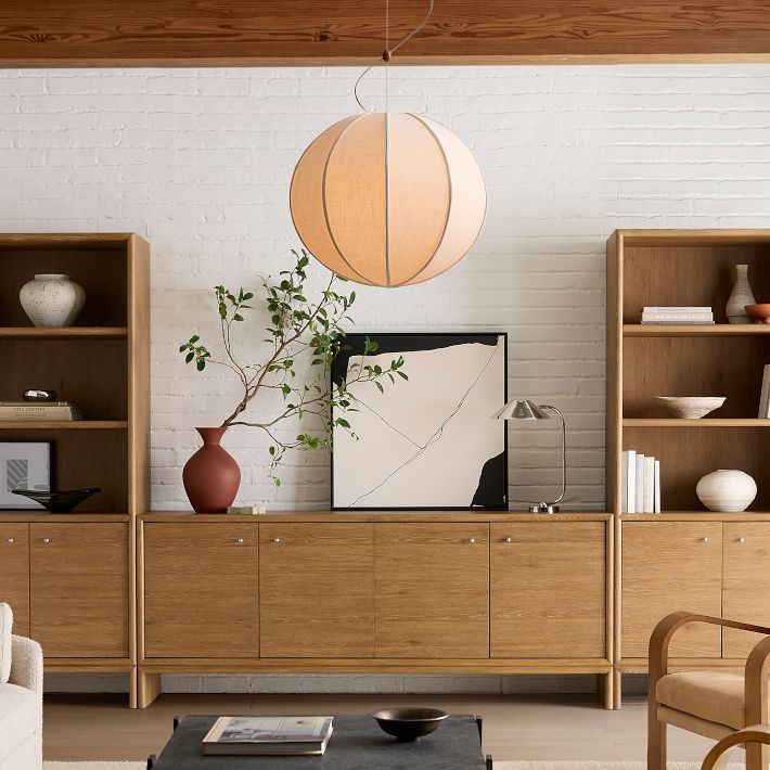 Alvian Pendant Light - Linen Shade with Adjustable Height for Cozy Dining