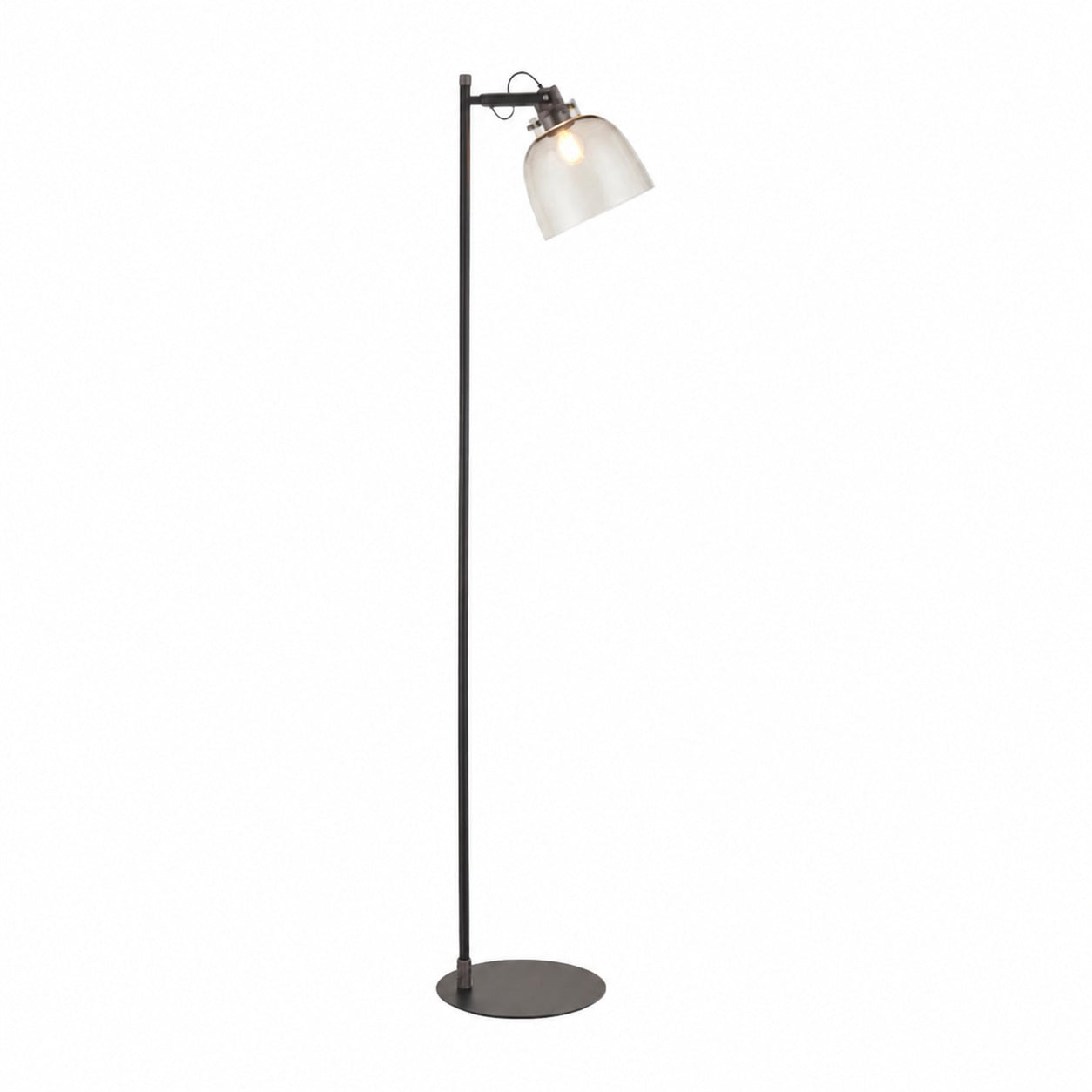 Readium Industrial Floor Lamp - Adjustable Glass Head Metal Base for Living Room and Bedroom