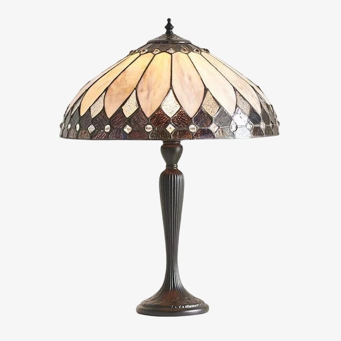 TF Brooklyn Tiffany Lamp Stained Glass Mosaic Table Lamp - Classic Art Deco Style for Living Room