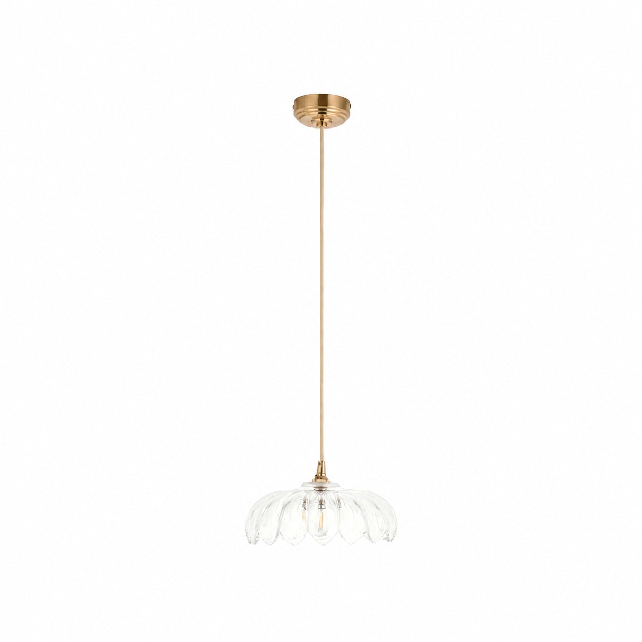 Floriaxis Floral Glass Pendant Light — Floral Glass Shade with Braided Cable for Kitchen or Dining