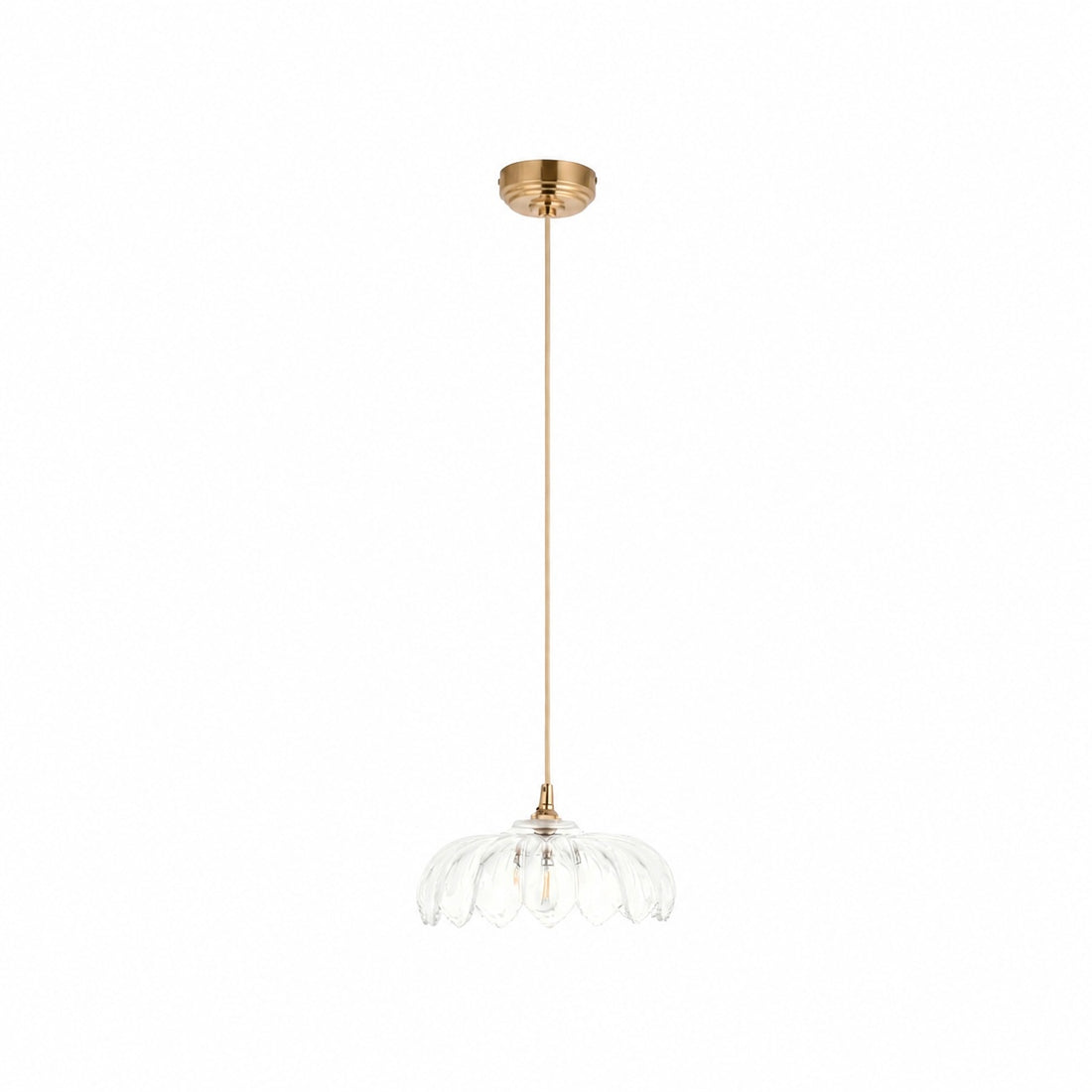 Floriaxis Floral Glass Pendant Light — Floral Glass Shade with Braided Cable for Kitchen or Dining