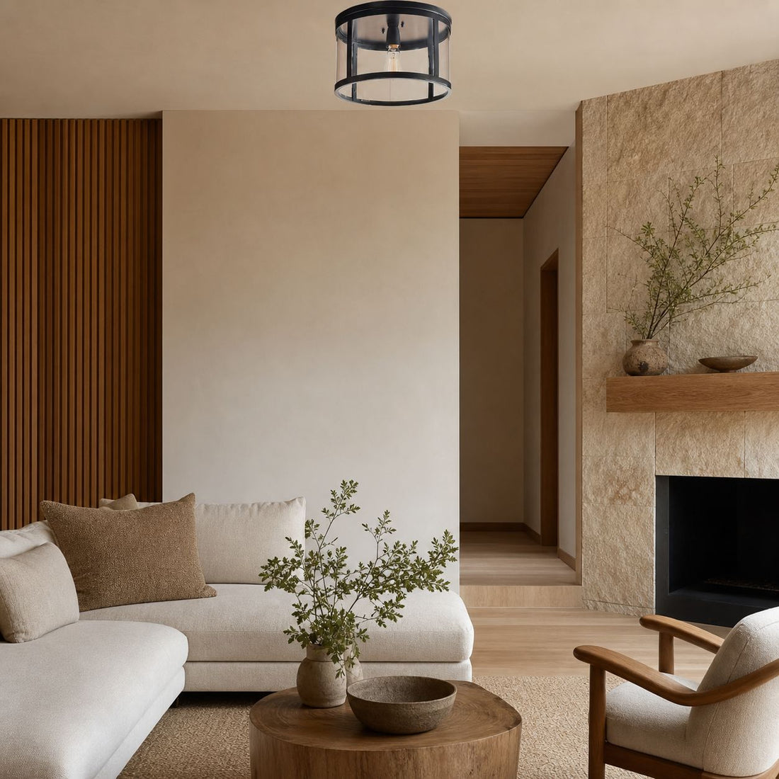 Ferrix Minimalistisch Iron Flush Mount Ceiling Light - Modern Outdoor Glass Ceiling Lamp