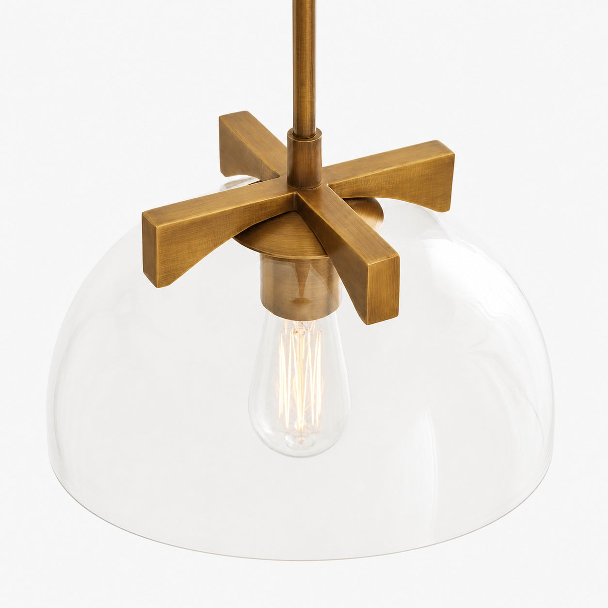 Auria Metal Brass Pendant Lighting - Vintage Finish with Glass Shade