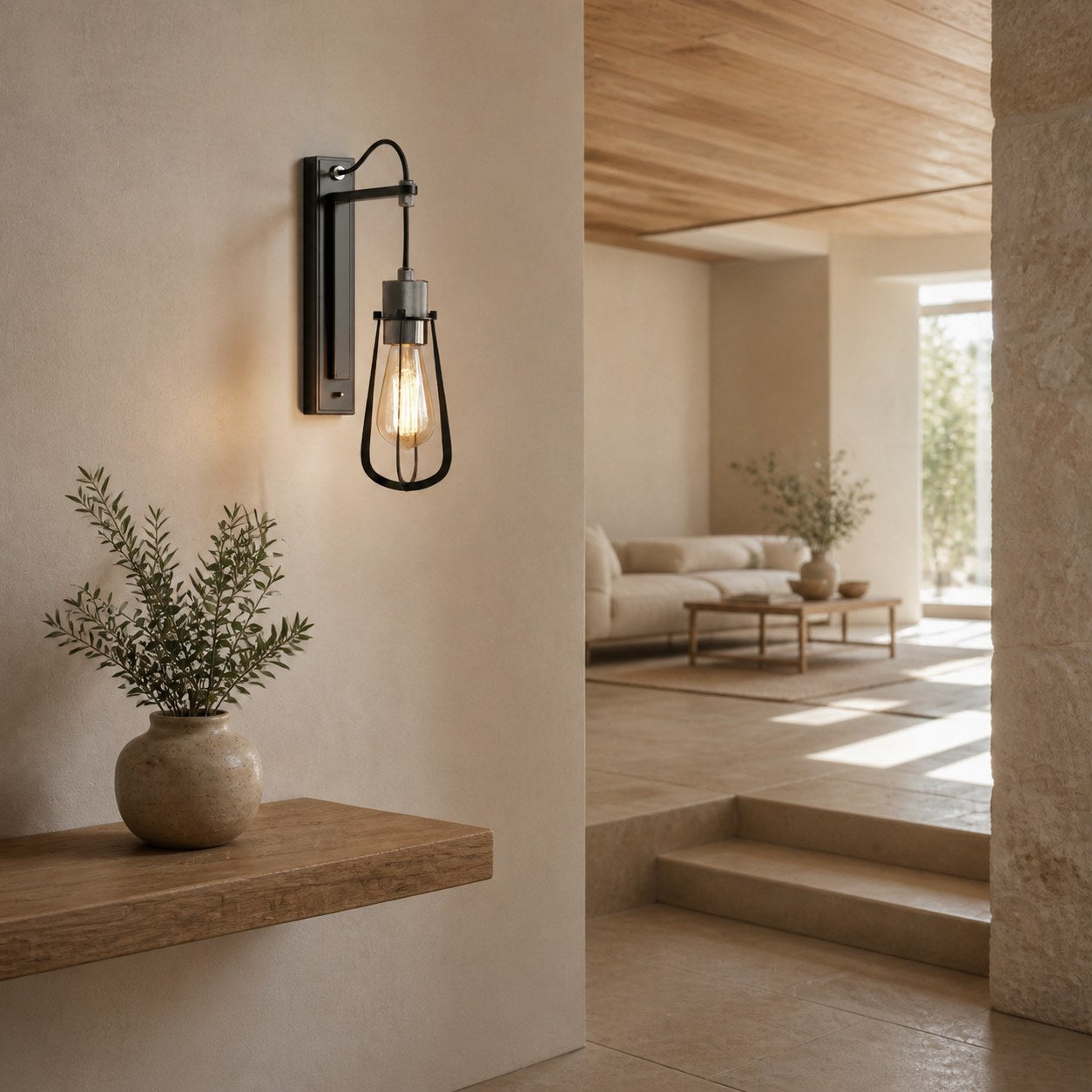 Readium Industrial Metal Wall Sconce - Modern Toggle Switch for Living Room and Study