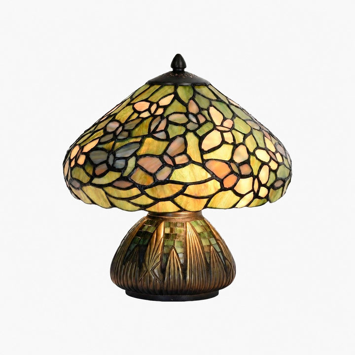 TF Sorenia Table Lamp – Warm Stained-Glass Floral Art-style Lamp for Living Room or Bedroom