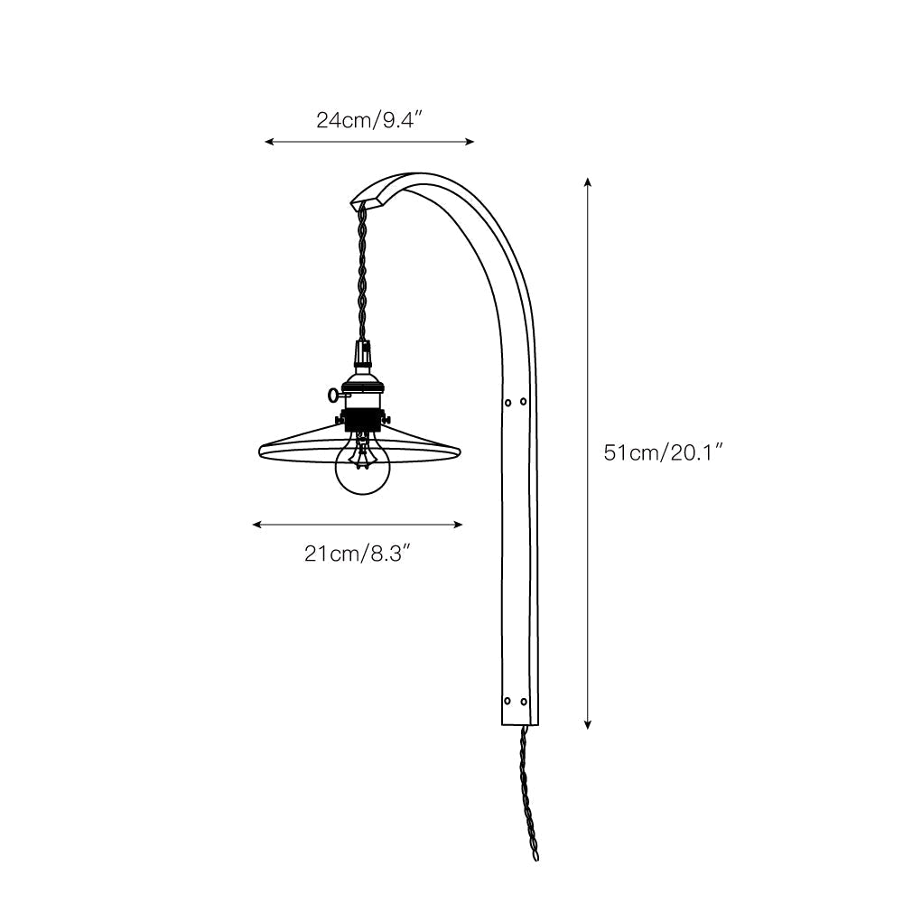 Curved Walnut Ceramic Plug-in Wall Light