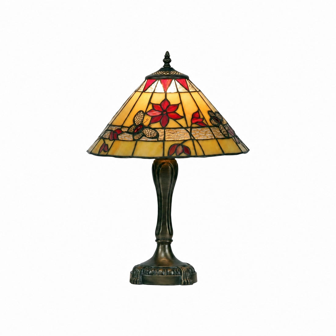 TF Butterfly Table Lamp – Hand-Cut Stained Glass Shade Table Light for Living Room and Bedroom