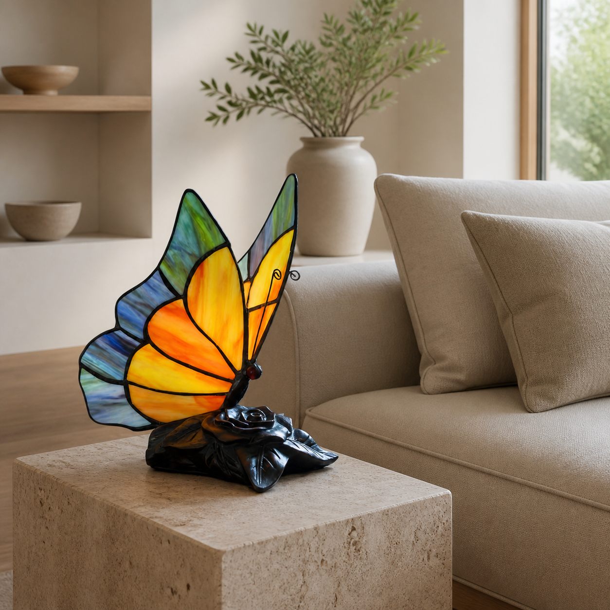 TF Butterfly Table Lamp – Nature-Inspired Glass Design Perfect for Living Rooms or Hallways