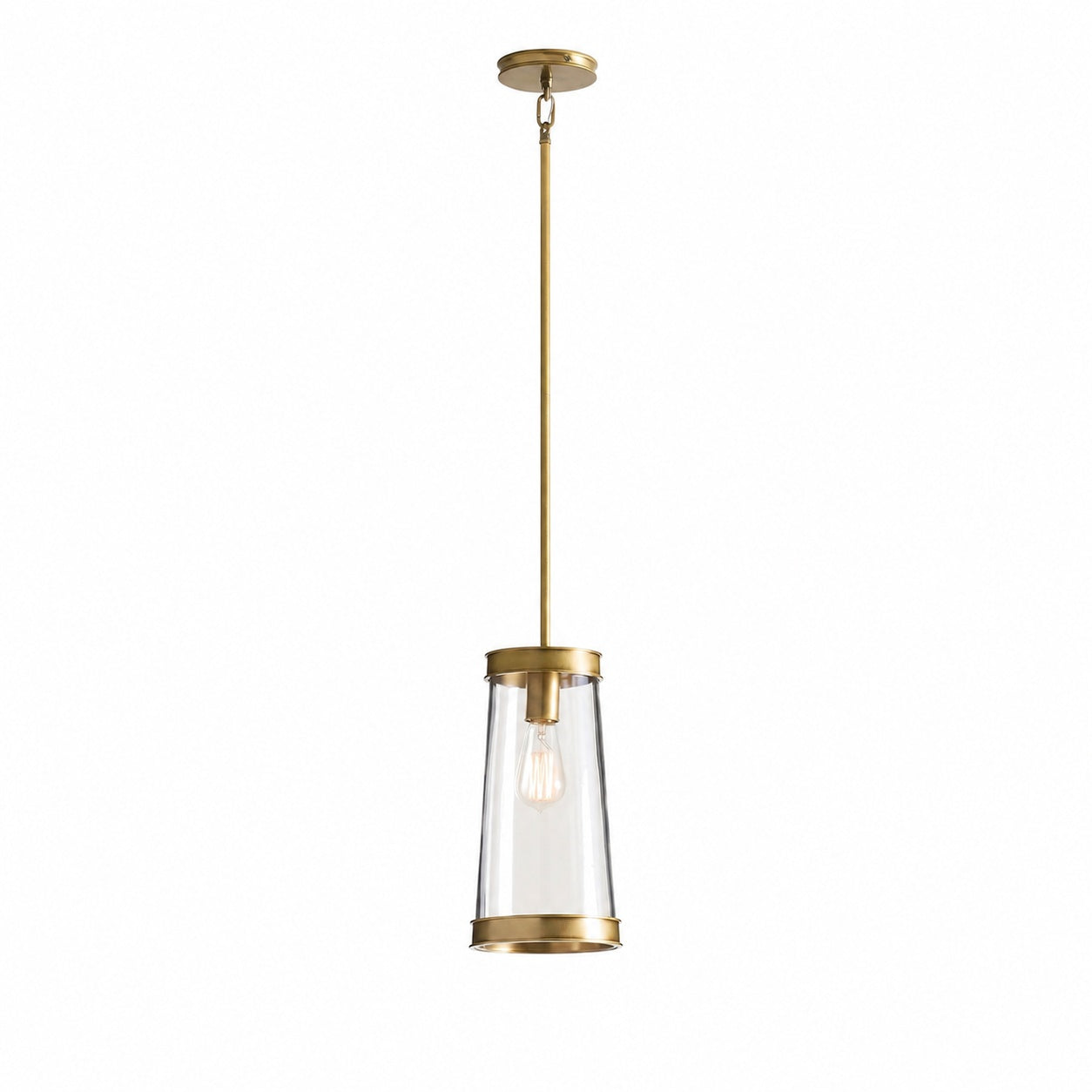 Driscoll Glass Drum Pendant Light - Contemporary Brass Hanging Lamp